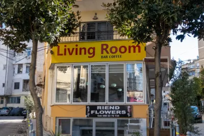 The outside of an Albanian kafe in Tirana