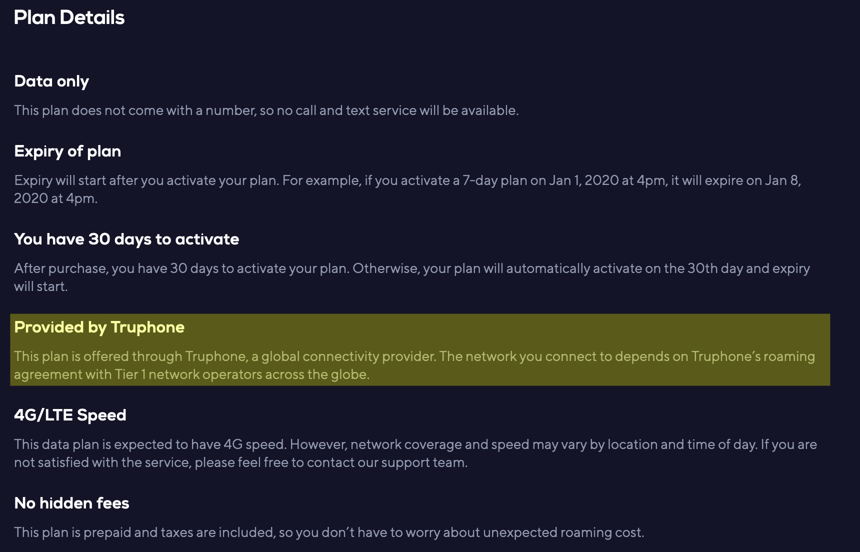 Nomad eSIM details